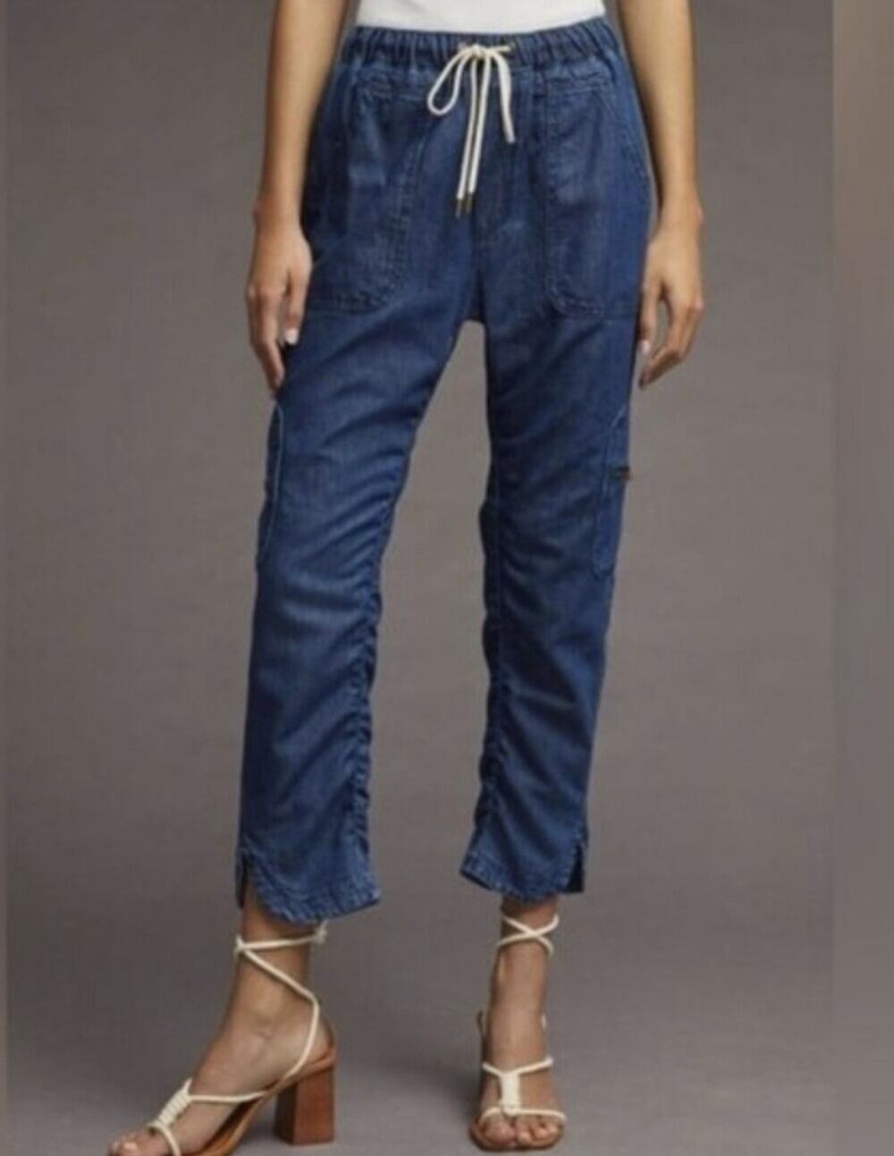 Anthropologie Pilcro The Cottage Utility Cargo Drawstring Jogger Jeans Small
